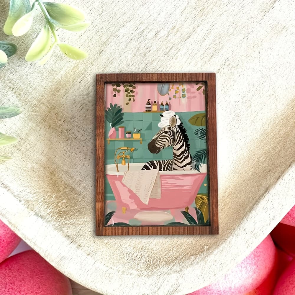 Zebra in a bathtub mini print